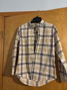 Hope & Henry Kids Long Sleeve Stretch Poplin Button-Down Plaid Shirt